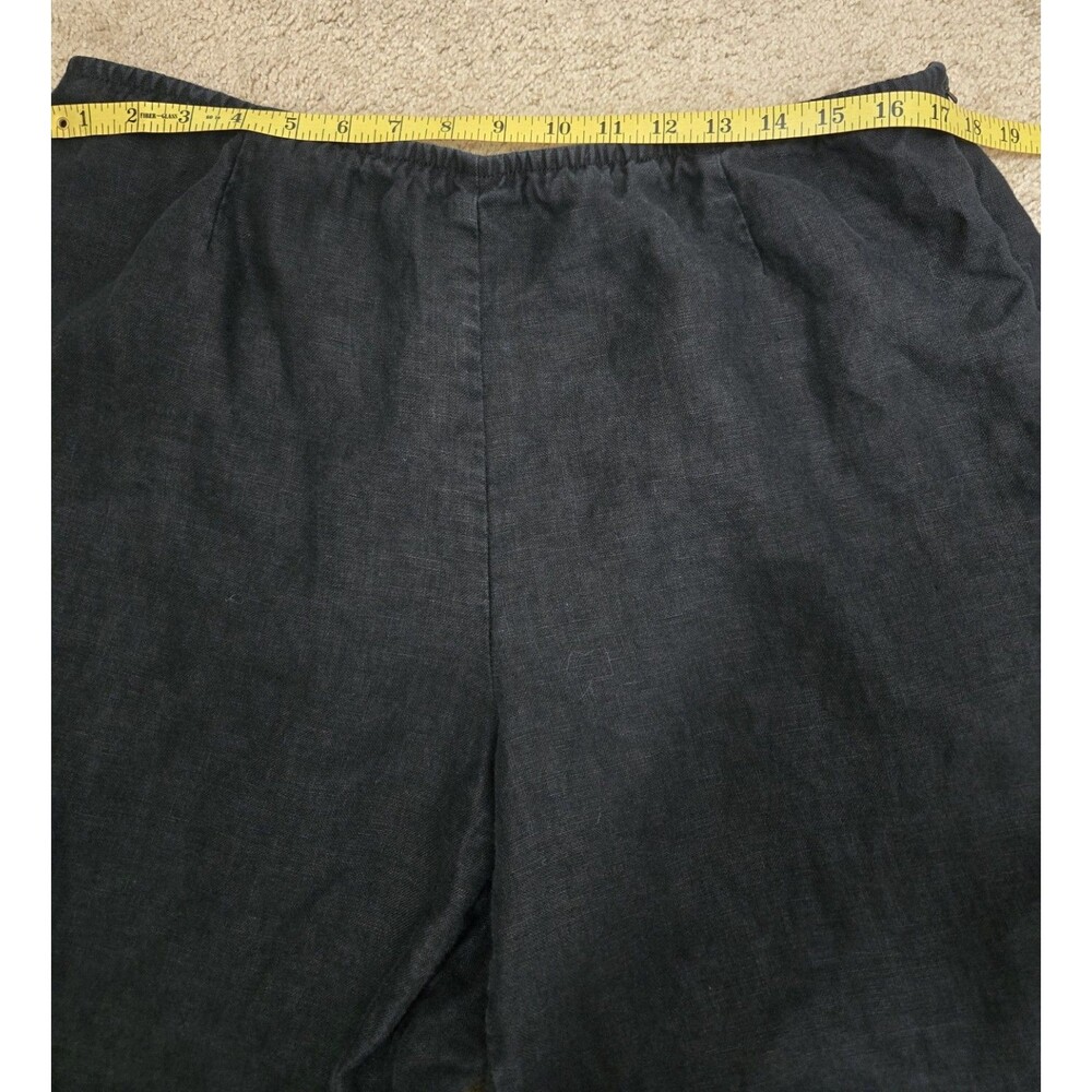 Eileen Fisher Womens Pants Size 1X Black 100% Linen Elastic Waist Cropped Plus - Picture 8 of 10